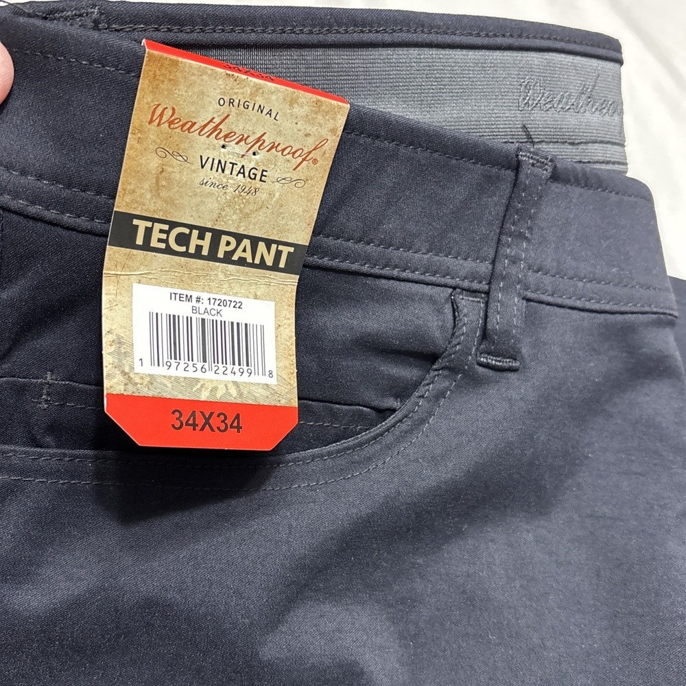 Weatherproof Vintage Tech Pants 34x34 Black Water Resistant Stretch NWT